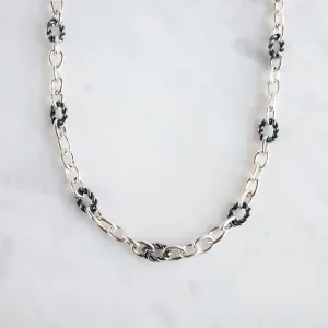 Sterling Silver Mixed Link Chain Necklace