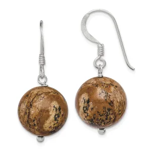 Sterling Silver Picture Jasper Drop Earrings