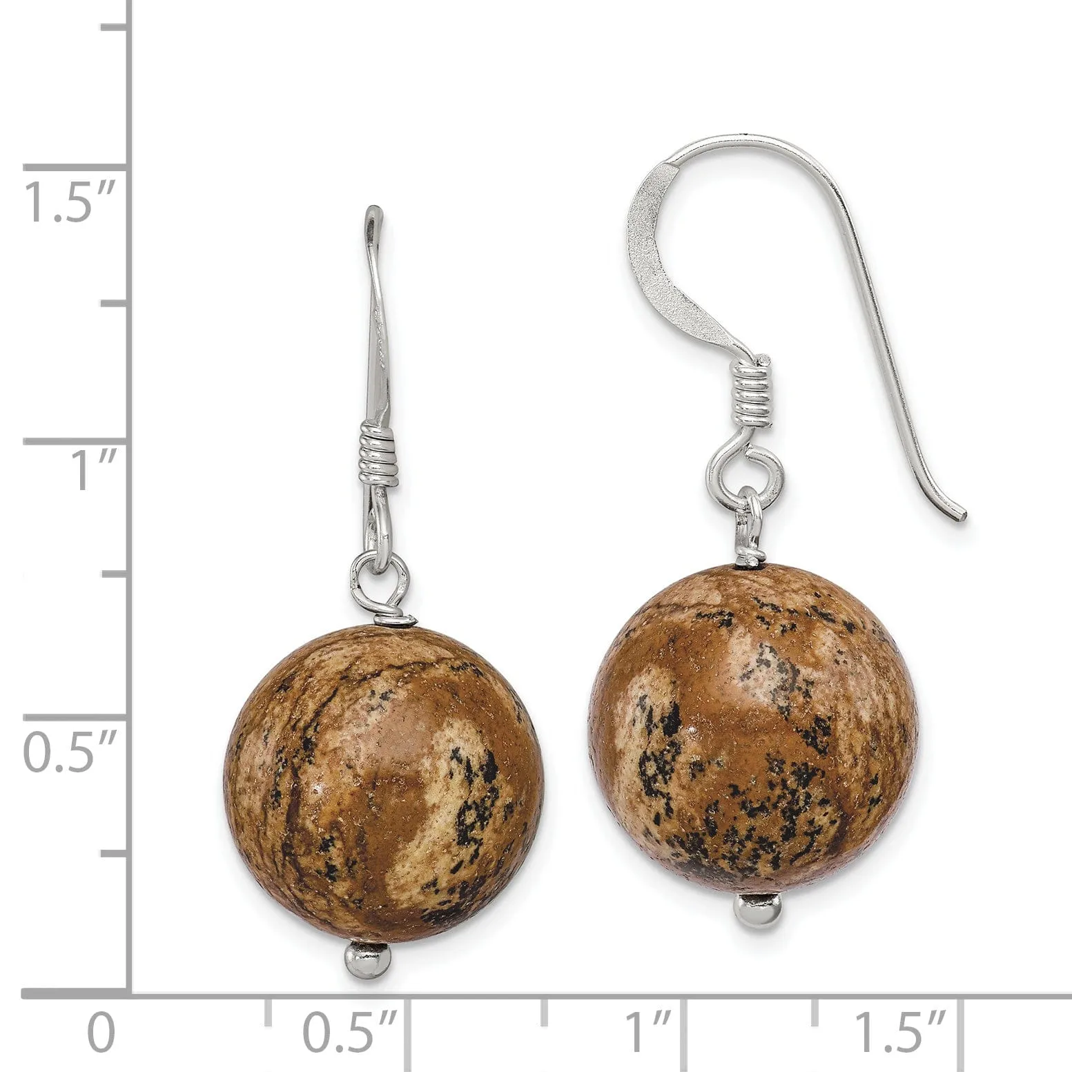 Sterling Silver Picture Jasper Drop Earrings