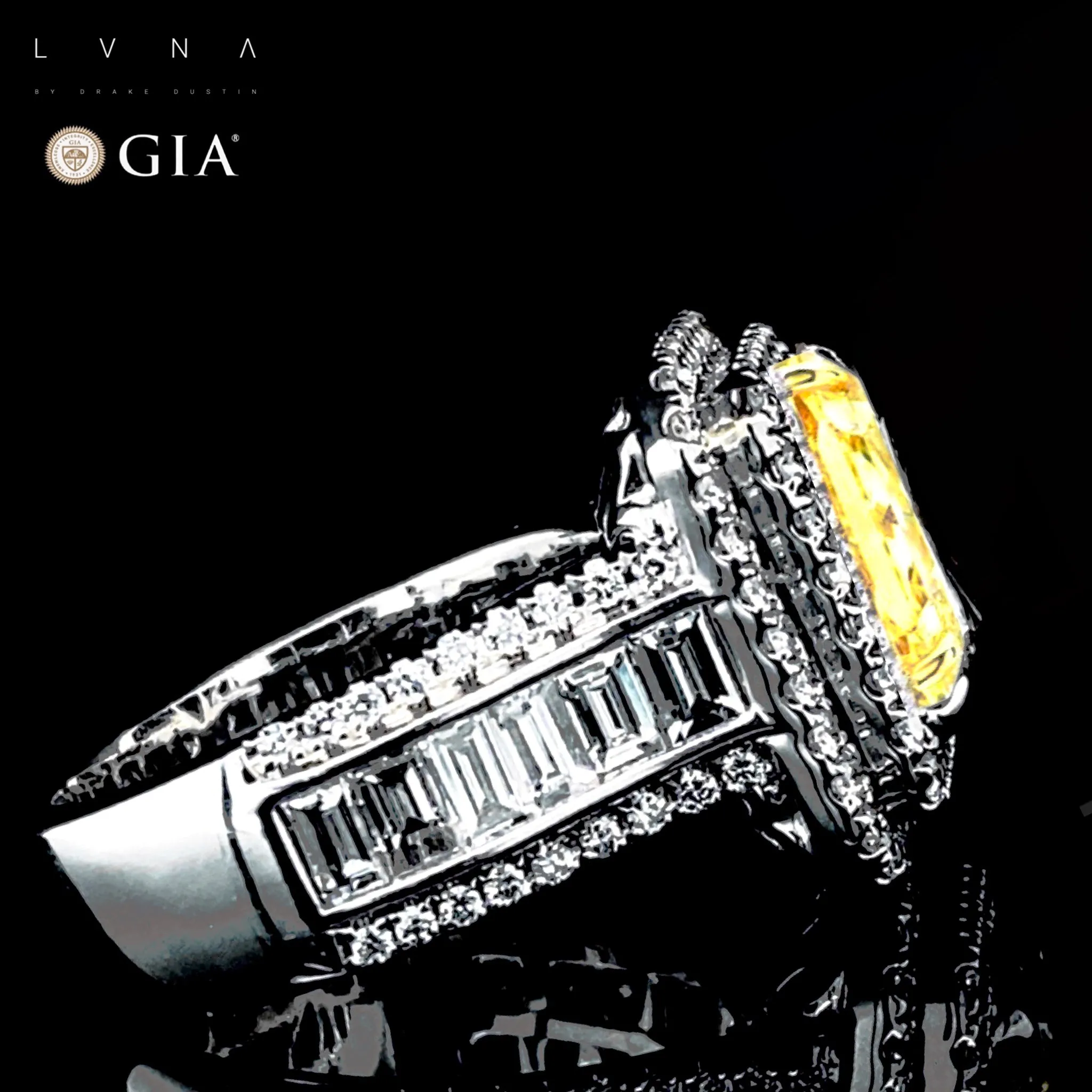 The Archives | LVNA Signatures Rare 6.2cts Fancy Vivid Yellow Round Diamond Ring 18kt GIA Certified