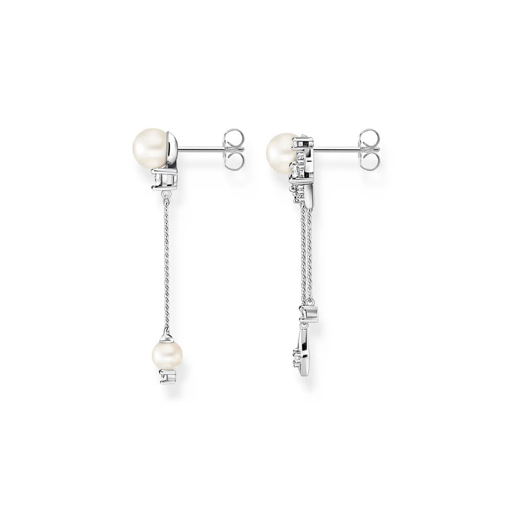 Thomas Sabo Sterling Silver Rise & Shine CZ Pearl Drop Earrings