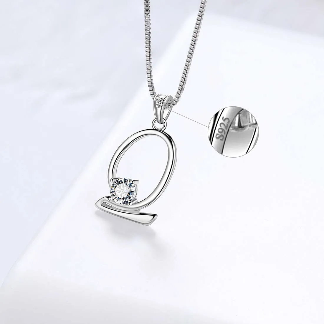 Tokyo Mart Women Initial Q Letter Pendant Necklace Girl Name Jewelry Gift 925 Sterling Silver