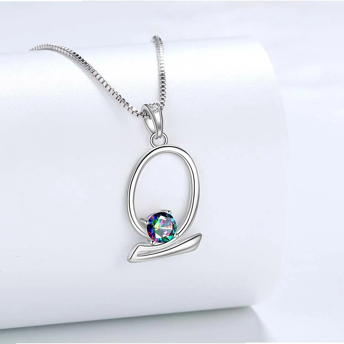 Tokyo Mart Women Initial Q Letter Pendant Necklace Girl Name Jewelry Gift 925 Sterling Silver