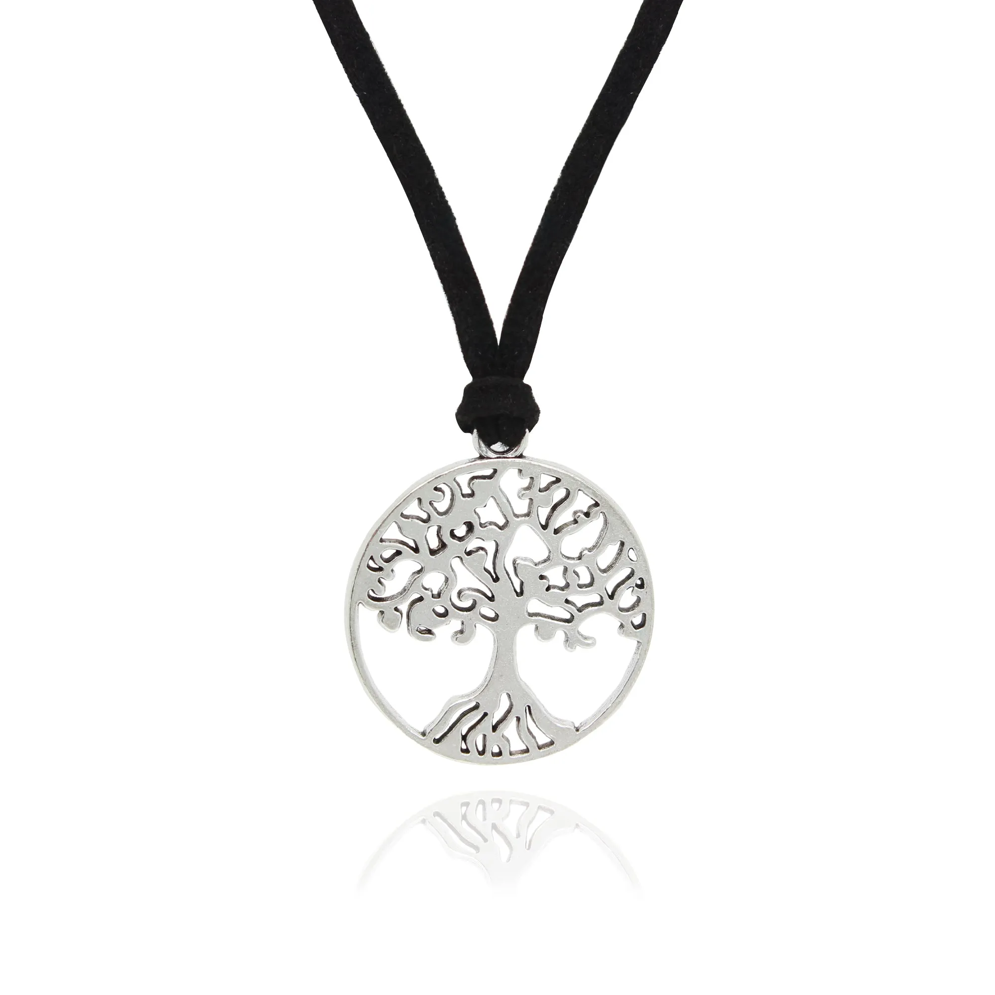 Tree of Life Leather Necklace (Silver-Plated)