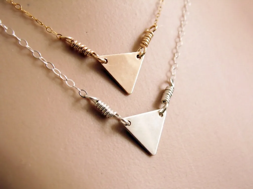 Triangle Necklace Gold or Silver