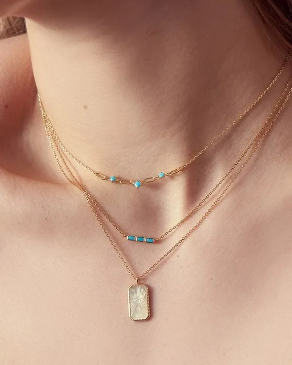 Turquoise Gold Link Necklace