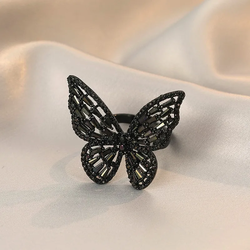 Unique Mysterious Black Butterfly Ring