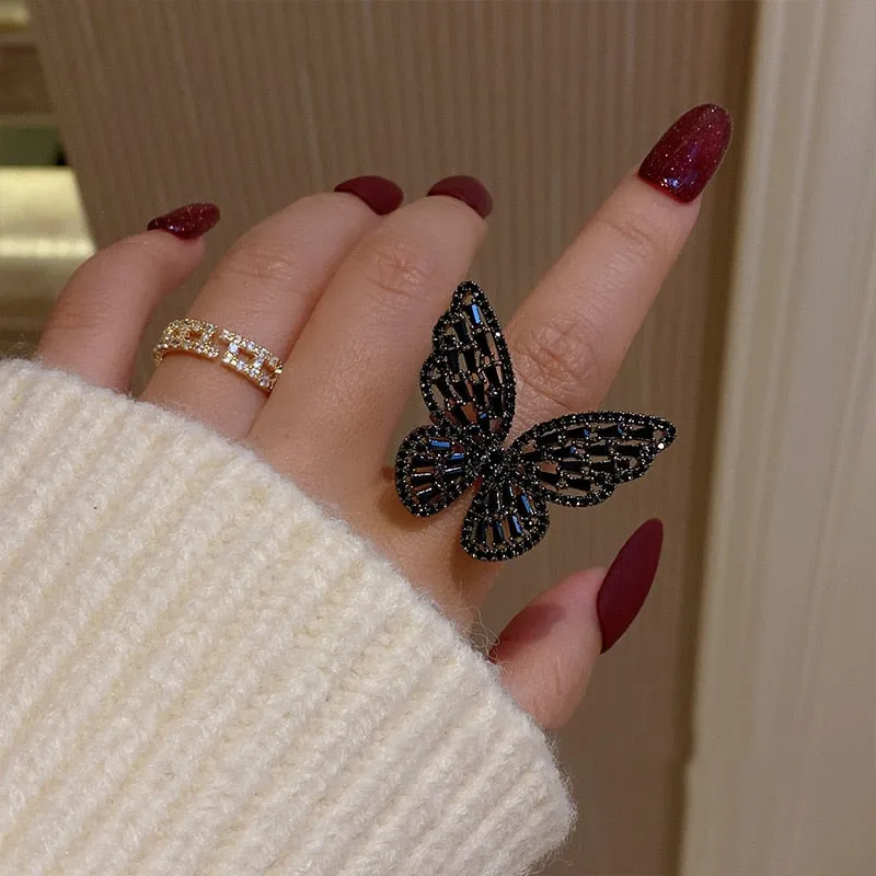 Unique Mysterious Black Butterfly Ring