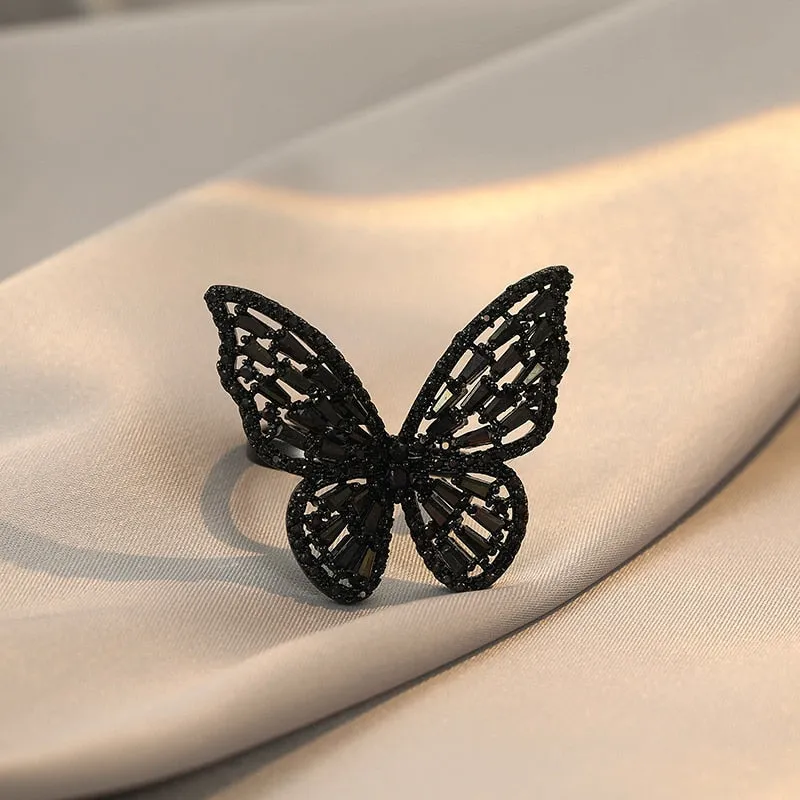 Unique Mysterious Black Butterfly Ring