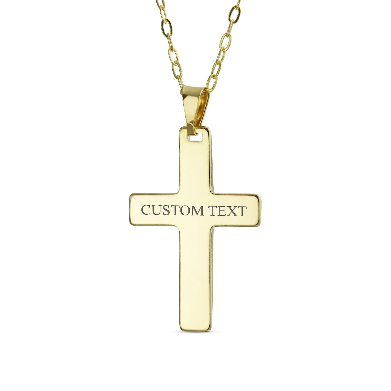 Unisex Religious Cross Pendant Necklace Gold Plated 1.5 Inch Simple Design