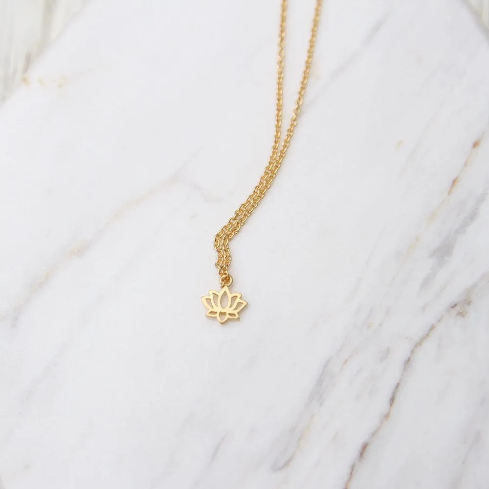 Very Tiny Lotus - Brushed Gold Vermeil