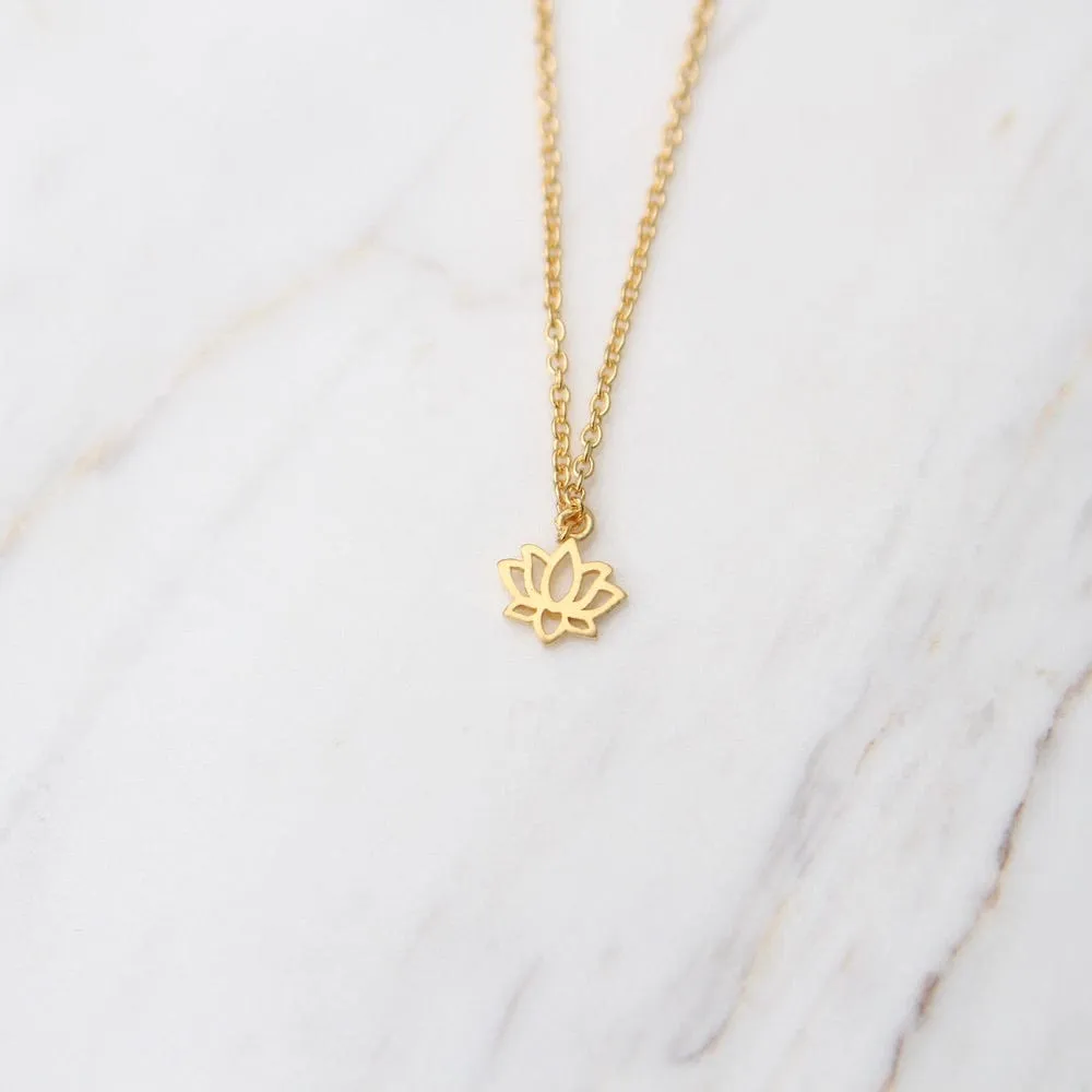 Very Tiny Lotus - Brushed Gold Vermeil