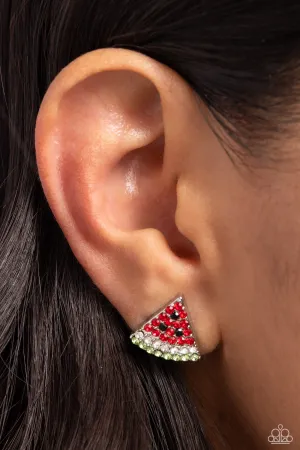 Watermelon Slice - Red Earrings - Paparazzi Accessories