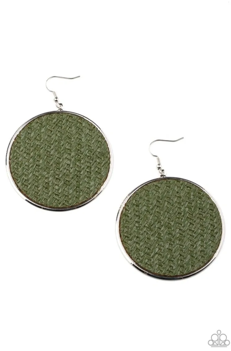 Wonderfully Woven Green Earrings - Paparazzi Accessories