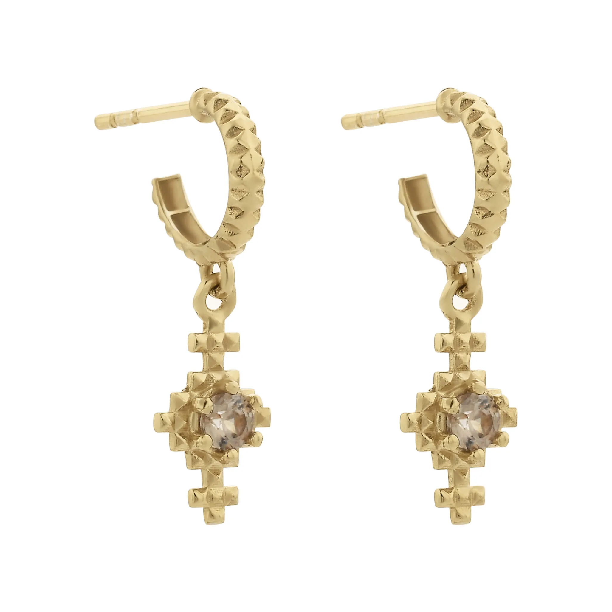 Zoe & Morgan Indie Earrings - Gold Plated & Peach Zircon